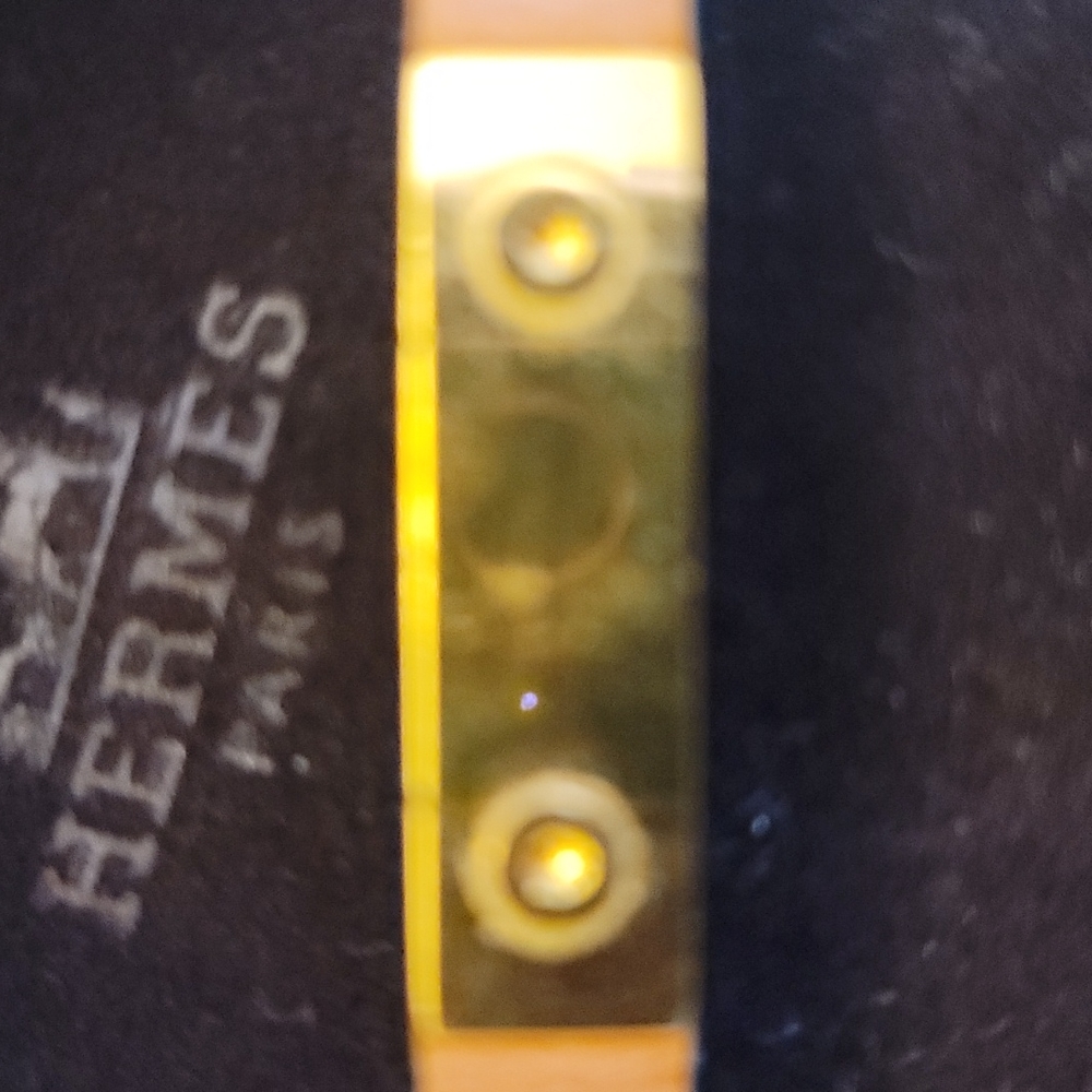 Rare! Hermes Chamonix Kelly Bracelet S Gold Black Leather Velvet Pouch - Picture 10 of 12